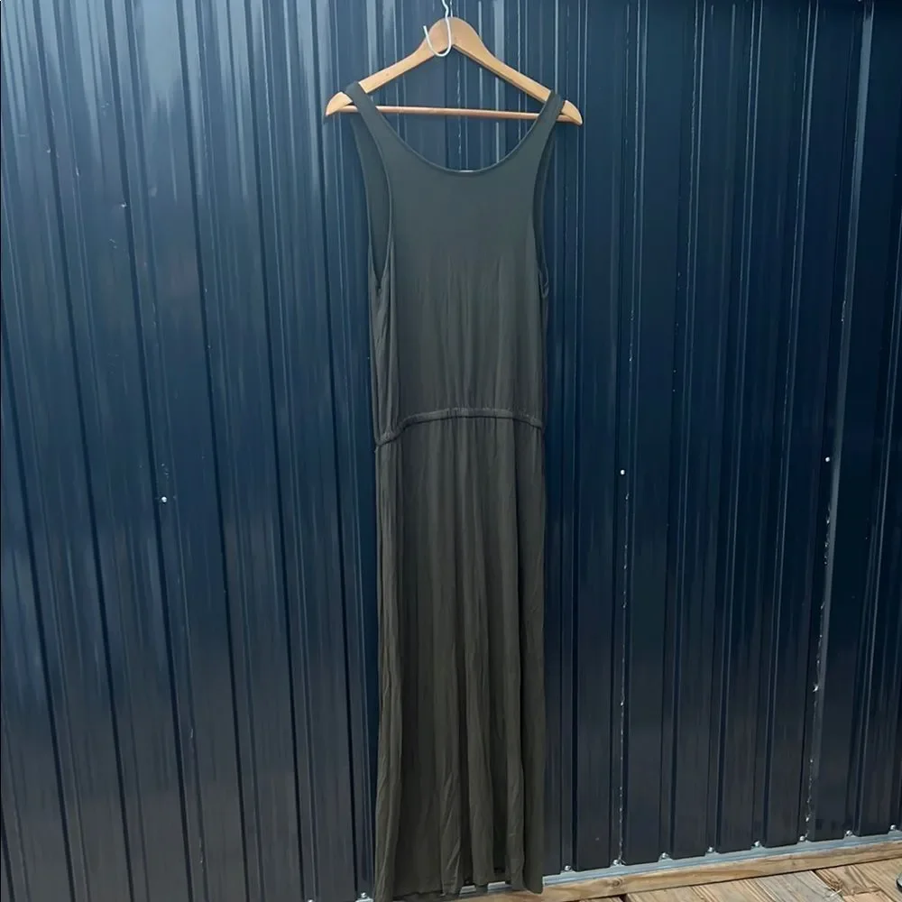 Michael Kors Olive Green Tank Maxi Dress Elastic Waist Plus Size 1X Fall Elegant